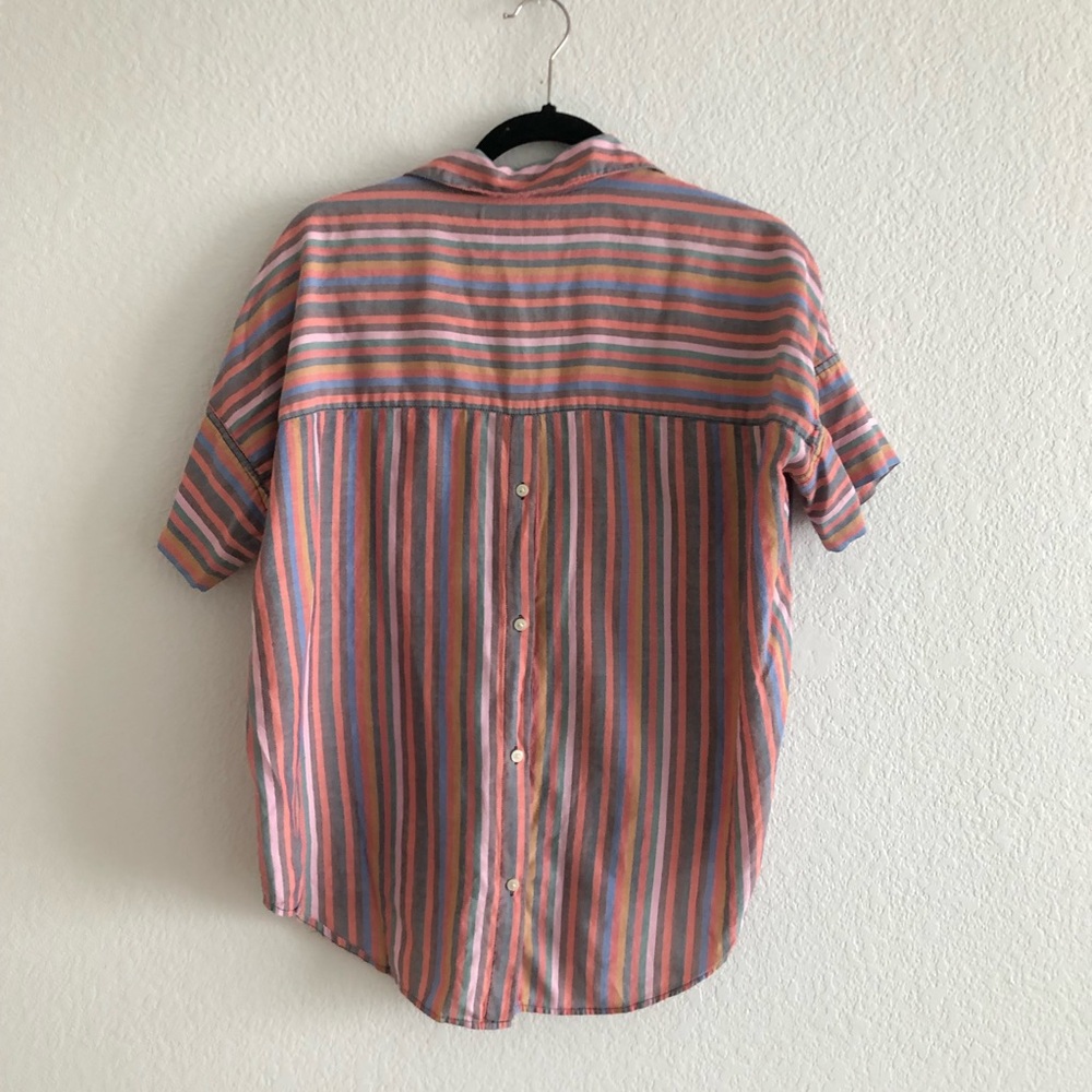 Madewell Relaxed Fit Pink Multi-Stripe Cotton Top - Picture 2 of 5